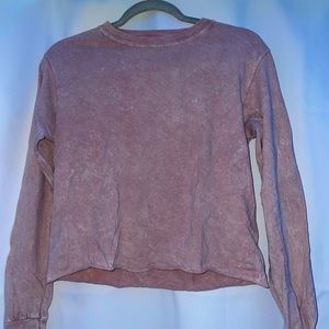 Pink distressed style long sleeve top
